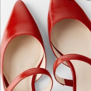ZARA red flat mules